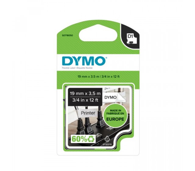 D1 Ταινία Flexible Nylon 19mm Χ 3,50m Black on White